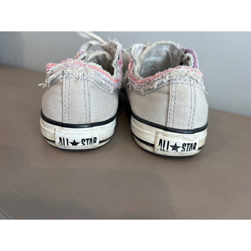 Girls Converse Chuck Taylor All Star Low Top Frayed Edge Multi Color Shoes 3 - Picture 5 of 6